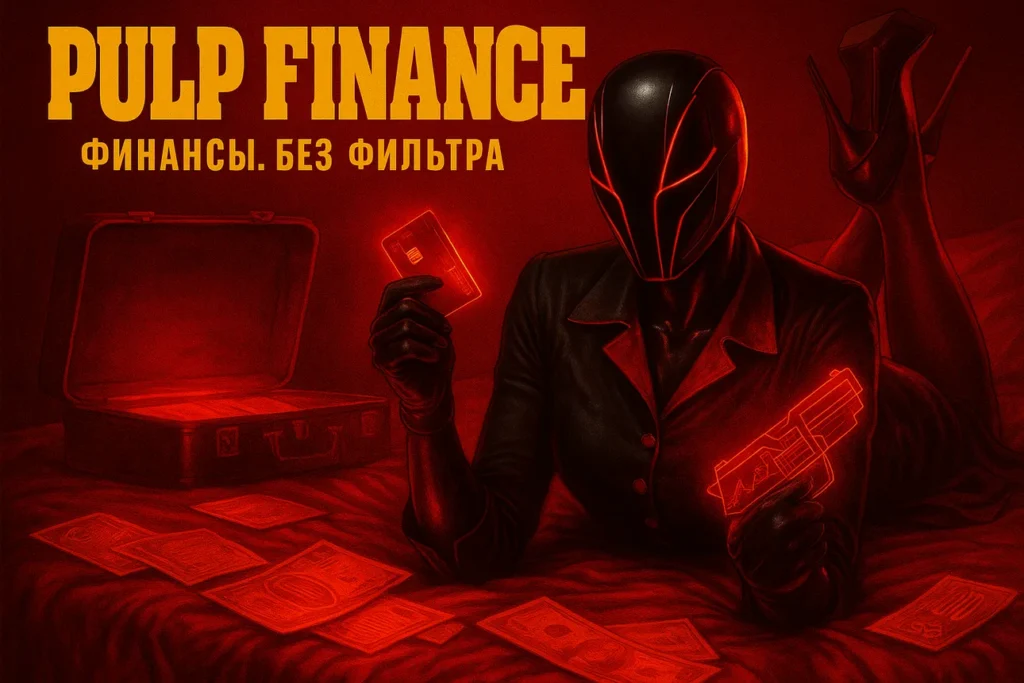 Red Lady лежит вокруг кучи денег в руке держит банковскую карту символ ориентации на результат