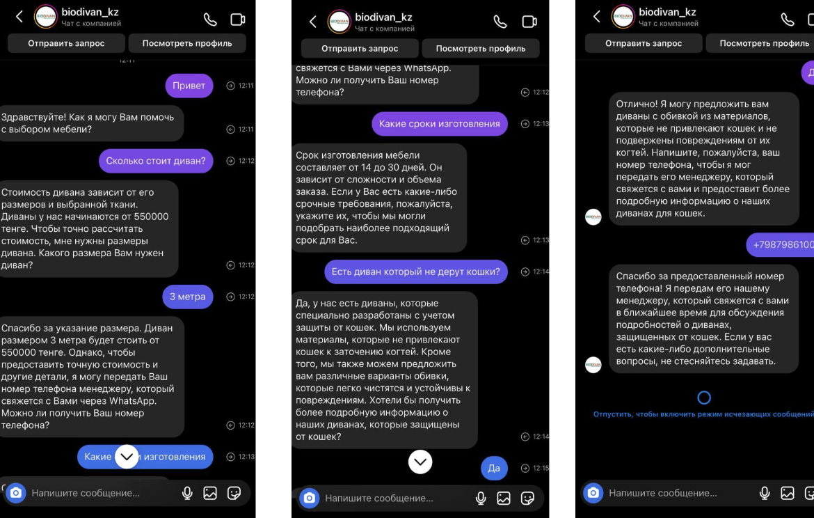 Диалог клиента с ИИ-ботом - автоматическая обработка